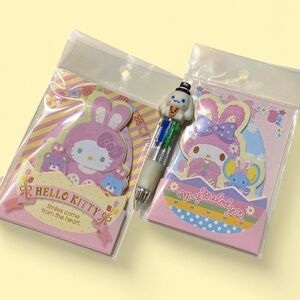Hello Kitty & My Melody Easter Bunny Notepad Sticky Notes with Cinnamoroll Pen